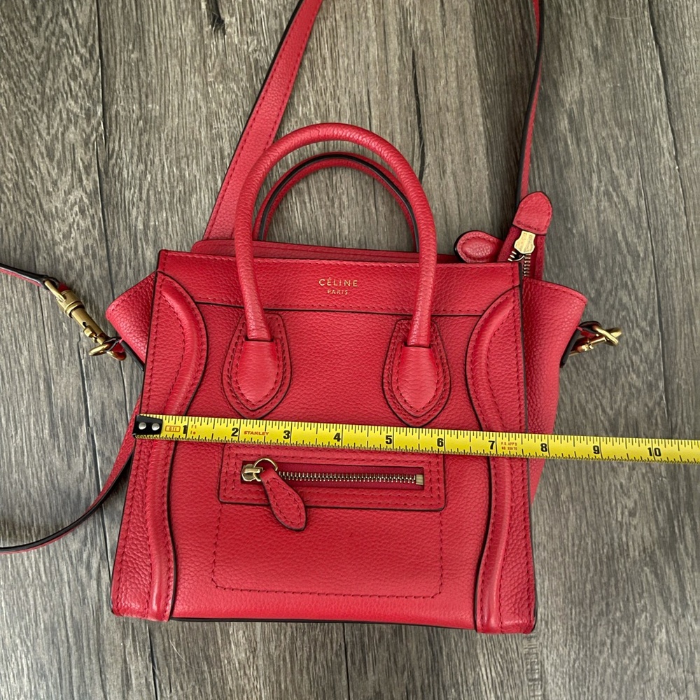 Authentic Celine Nano Luggage Red Bag Crossbody - Picture 9 of 15